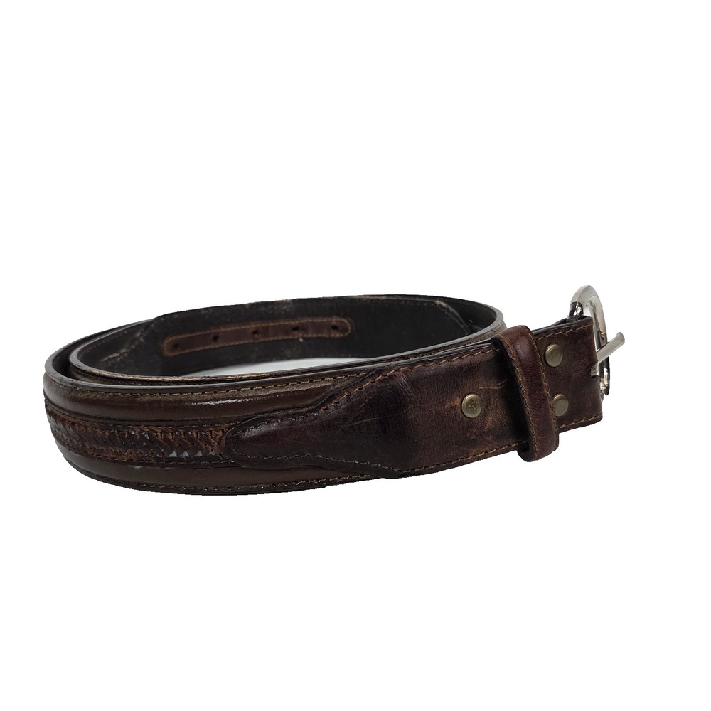 Nocona Belt Co. Men's Western Leather Belt Laced Braided Brown Size 40